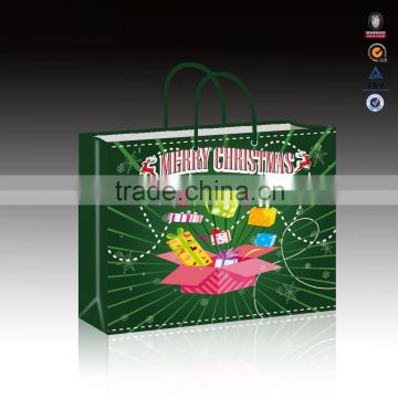 Alibaba China new design christmas green paper bag & paper gift bag custom