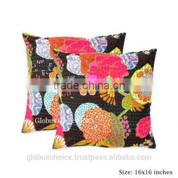 Indian Pillow Kantha Floral Ethnic Cushion Cover