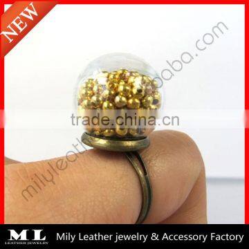 2014 Glass Globe Ball with Bronze Ring Base DIY Ring Miniature Glass Dome Glass Bubble GHBR-002