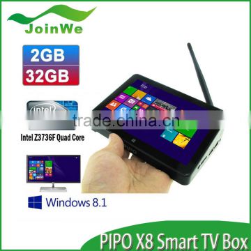 Hot!!!Mini PC Win 8.1 Android 4.4 Dual Boot Intel Z3736F Quad Core Media Play 2GB RAM 32GB ROM PiPo X8 from JOINWE