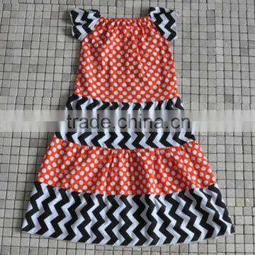 Fashion Little Girl Summer Polka Dot Chevron Cotton Girls Halloween Dress