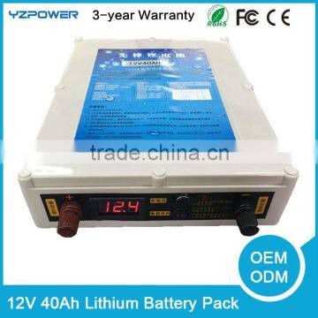 12V 40AH 60ah Li-ion Battery Recharge Storage for Auto Car E-bike DeepCycle Waterproof Lipo Li ion Battery Pack