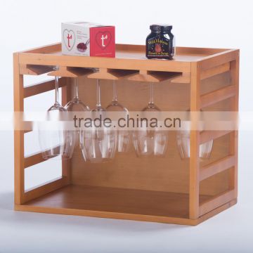 Natural Bamboo Wine Bottle and Glass Holder Kitchen Stemware Display Storage Wine Glass Rack