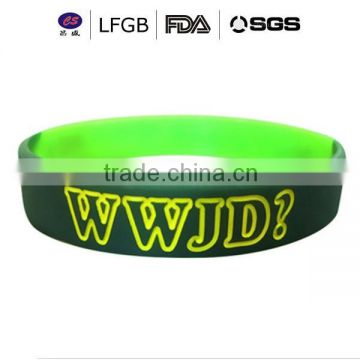 Silicone wrist band with country logo printed , factory direct supply cheap custom silicone bracelet