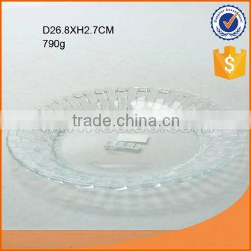 whole sale D26.8cm clear round glass dish with embossing