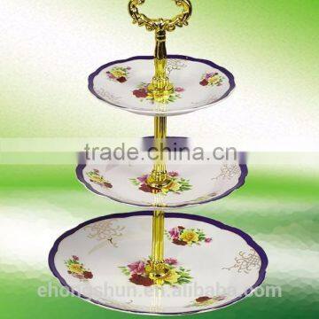 Ceramic porcelain cake stand 3 tiers fruit plate wholesale