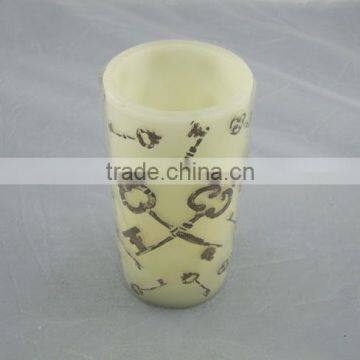 3"*6" England pattern carved flameless pillar led candle