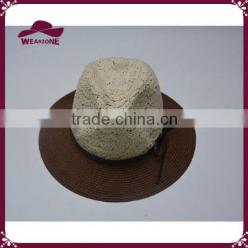 Straw panama hat with lace hat body