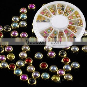 2015 new style 4mm multi-colored edge DIY pearl nail art decoration