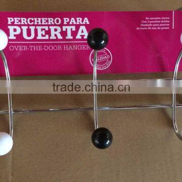 Household metal 3 heads over the door hook with plastic balls