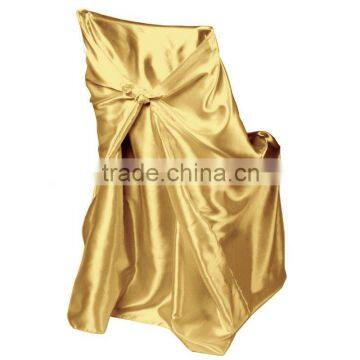 Gold satin self-tie chair cover & universal satin chair covers