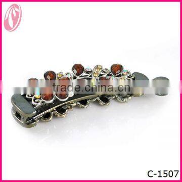 2014 Vintage coffee color diamond Banana Hair Barrette Clip Supplies factory in china