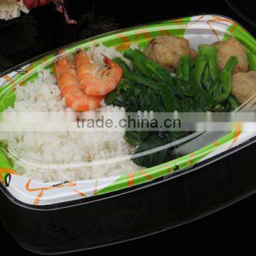 embossing disposable plastic dry noodle plate with clear cover