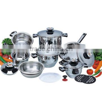 High Quality cooking pots 16pcs stainless steel thermometer cookware set