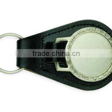 Fashion blank metal medal blanks on PU Leather