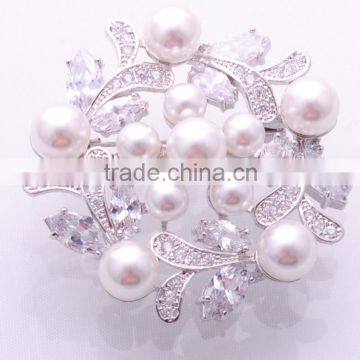 >>> Import Women European Mother's Day Jewelry Zircon Gold&Silver Plated With Hot Sale Pearl Scarf Lapel Pin Brooch/ photo-4