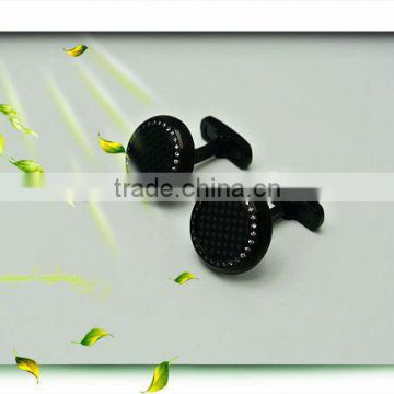 fashion round stainless steel Carbon Fiber Cufflinks