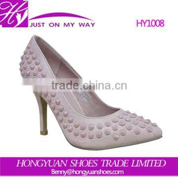 fashion rivet ladies shoes high heel pink