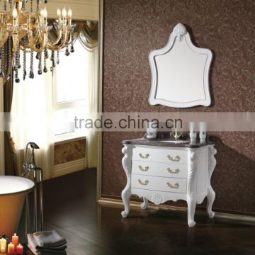 Freestanding Oak Wood White Classical Bathroom Vanity