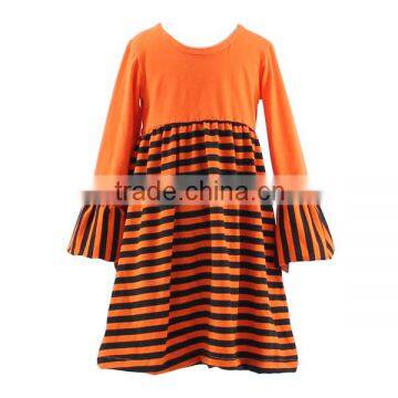 New fashion toddler kids clothes lboutique long ruffle girls dress orange black matching wholesale children halloween dress