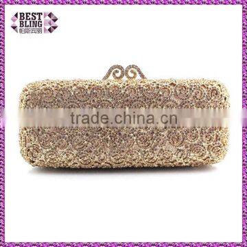 golden clutch bag pattern crystal lady's wedding party evening clutch bag (8740A-G)