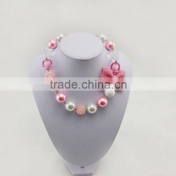 latest design beads necklace pink girl party necklace