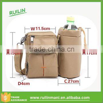 Removable mens waist bag with bottle sleeve combination