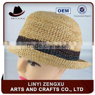 High quality straw cowboy flat topboater hats