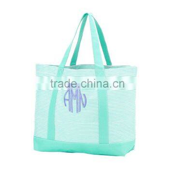 Wholesale Boutique Easter Basket Monogrammable Pinstripe Tote Bag