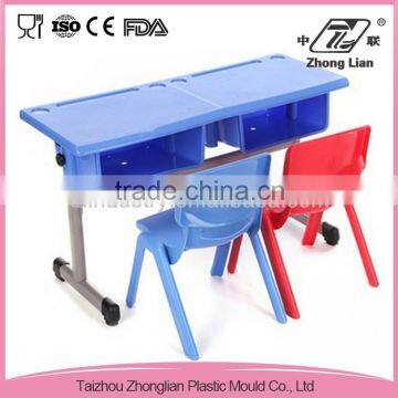 CE FDA test passed China supply Factory sale wholesale cheap school double seats chair BLUE plastic classroom table