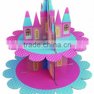 2 tire corrugated paper printed decorative cake stand for party