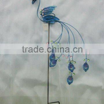 metal spring peacock stake light for garden decoration