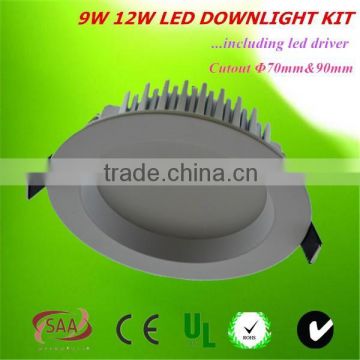 SAA CE certificate 12w led down lights with dimmable driver