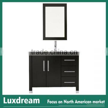 Glass wash basin bathroom vanity cabinet with drawers