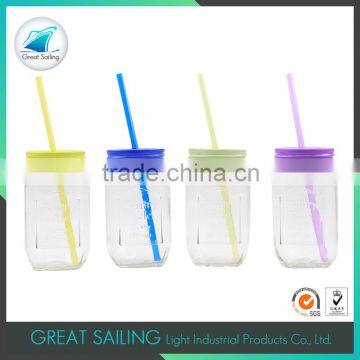 glass drink jars with straw and lid