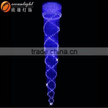 luxury led fiber optic decoration light colorful crystal modern pendant lamp OM953