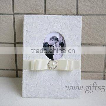 Handmade wedding guestbook with lace hardcover