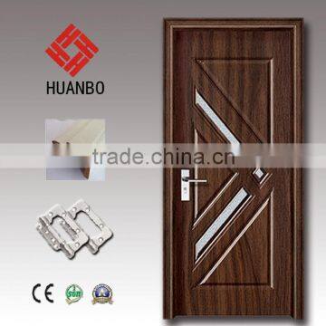 2015 Wholesale interior mdf pvc wood door glass insets framed doors with locks