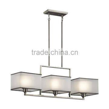 2015 new hot 3 Light fablic Pendant lamp in brush nickel UL CUL ETL CE ROHS SAA