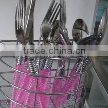 24 pieces Stainless Steel Cutlery Set With Stand In PVC Box