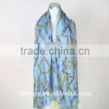 Fashion 100%Wool Chain Printed Scarfs