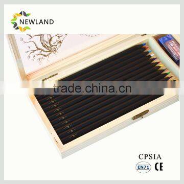 12/24 Black Wooden Color Pencil with Original Wooden Box