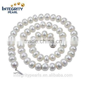 8mm AAA bread round nice quality 925 silver bridal fancy pearl necklace