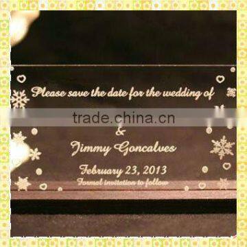 Customized Engraved Glass Indian Reception Invitation Cards For Guest Souvenir Gifts