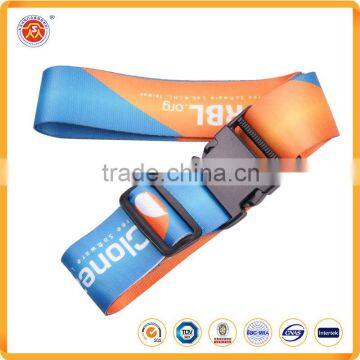 High quality Custom sublimation printed adjustable polyester travel suitcase luggage strap