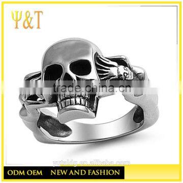 Jingli Jewelry China Factory Best Seller Stainless Steel Crystal Women Skull Rings (HS-109)
