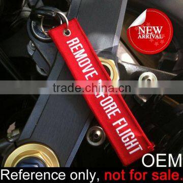 manufacture embroidered customized remove before flight keychain