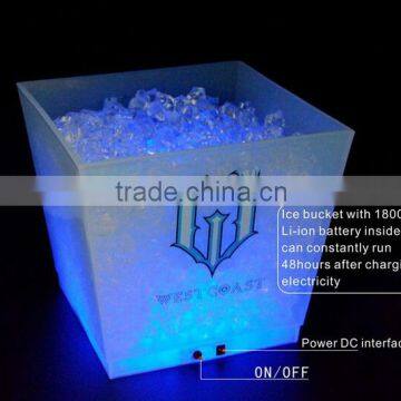 led ice bucket, Plastic square led ice bucket for beer promotion