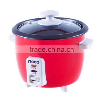 cute drum type 0.6L small size rice cooker with red color outer body