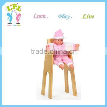 Daycare use solid wood kids wooden highchair for baby doll house